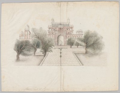 Akbarin mausoleumi Secundrabadissa, 1800-luvun alku. tekijältä Unbekannt