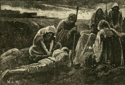 Jaabeksen miehet surevat Saulin ja Joonatanin haudan yllä, 1890. tekijältä Unbekannt