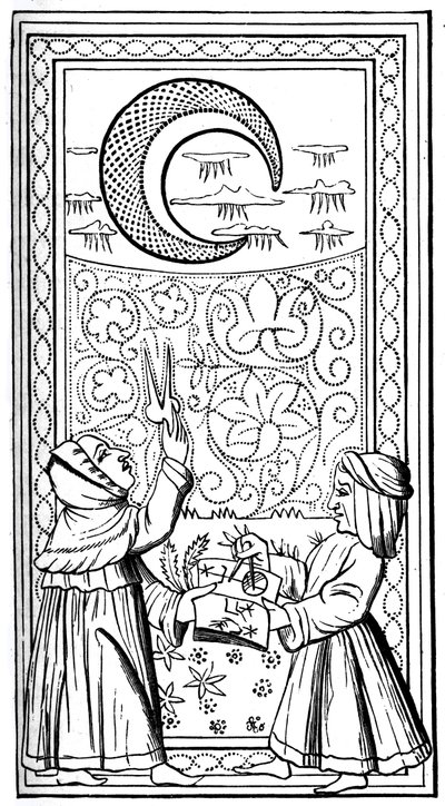 Kuu, tarot-kortti, 1300-luku, 1870 tekijältä Unbekannt