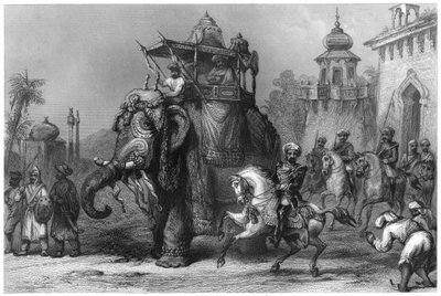 Nana Sahib saattajansa kanssa, v. 1860 tekijältä Unbekannt