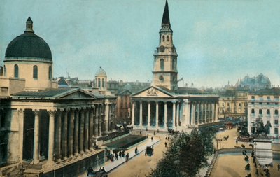National Gallery ja St Martin in the Fields, Trafalgar Square, Lontoo, vuodelta 1910. tekijältä Unbekannt