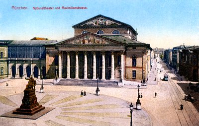National Theatre ja Maximilian Strasse, München, Saksa, 1925 tekijältä Unbekannt