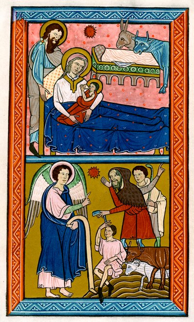 Syntymä ja paimenten ilmestys, 1200-luvun alku tekijältä Unbekannt