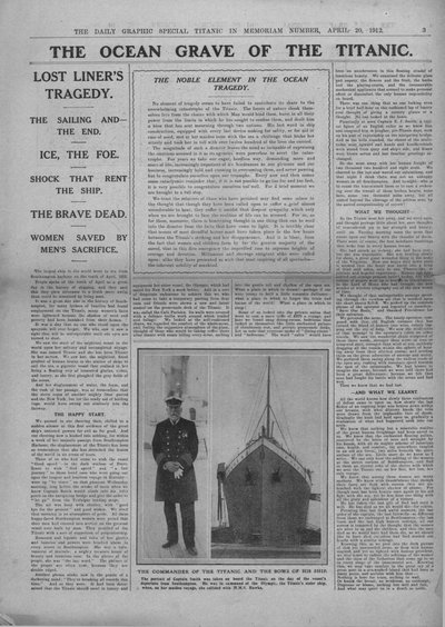 Titanicin merihauta ja valokuva kapteeni Edward Smithistä, 20. huhtikuuta 1912. tekijältä Unbekannt