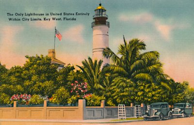 Yhdysvaltain ainoa majakka täysin kaupungin rajojen sisällä, Key West, Florida, 1940-luku tekijältä Unbekannt