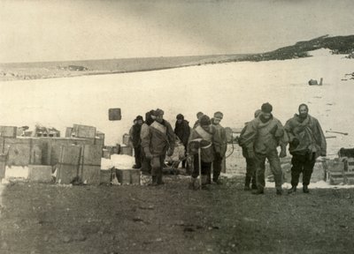 Juhla, joka nousi Erebus-vuorelle jättäen majan, 1908, 1909. tekijältä Unbekannt