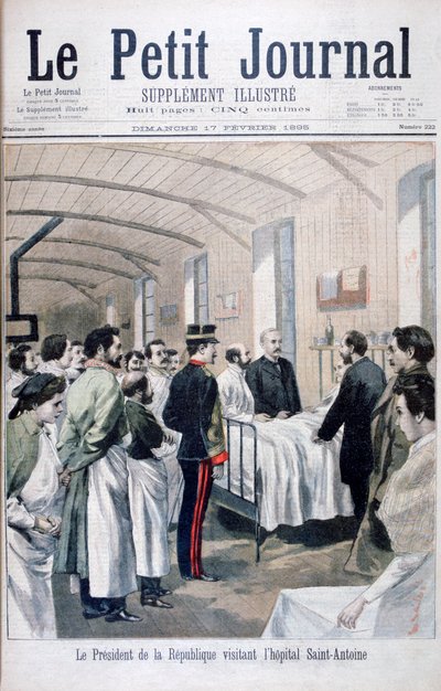 Tasavallan presidentti Felix Faure vierailemassa Saint-Antoinen sairaalassa Pariisissa, 1895 tekijältä Unbekannt