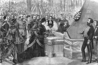 Walesin prinsessa laskee vesille uuden rautaverisen Alexandran, 1875 tekijältä Unbekannt