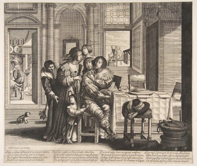 Tuhlaajapoika huonomaineisessa talossa, n. 1636. tekijältä Unbekannt