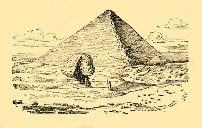 Kuningas Khufun pyramidihauta ja suuri sfinksi Gizehissä, Egyptissä, vuodelta 1930. tekijältä Unbekannt