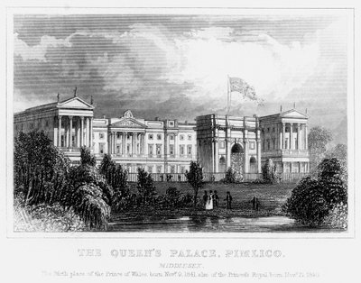 Queens Palace, Pimlico, Lontoo, 1840-luku tekijältä Unbekannt