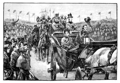 Queens saapui Peel Parkiin lähellä Manchesteria, 1851, 1888 tekijältä Unbekannt