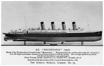 RMS Mauretania, 1900-luku tekijältä Unbekannt