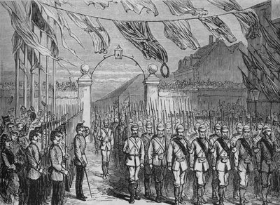 Joukkojen paluu Ashanteesta, vuodelta 1880 tekijältä Unbekannt