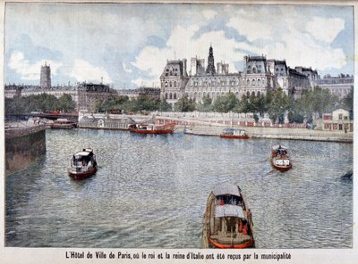 Seine-joki ja Hotel de Ville, Pariisi, 1903 tekijältä Unbekannt