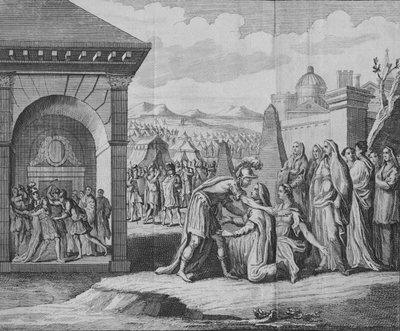 Coriolanuksen tragedian kohtaus, 1749. tekijältä Unbekannt