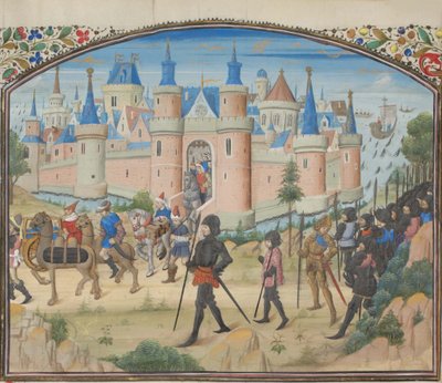 Tyroksen piiritys, 1124. Pienoiskuva Historiasta, William of Tyre, 1460-luku tekijältä Unbekannt