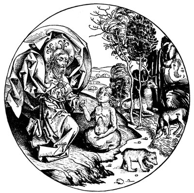 Kuudes luomispäivä, 1493 tekijältä Unbekannt