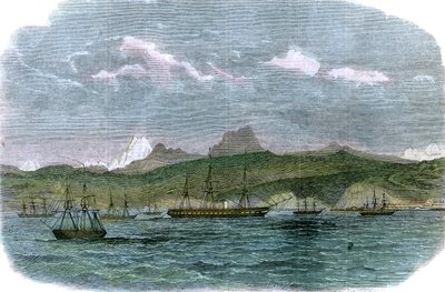 Espanjan saartolentue Valparaisossa, Chilessä, 1880 tekijältä Unbekannt