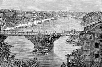Srinagarin silta Jhelum-joen yli, Pakistan, 1895 tekijältä Unbekannt