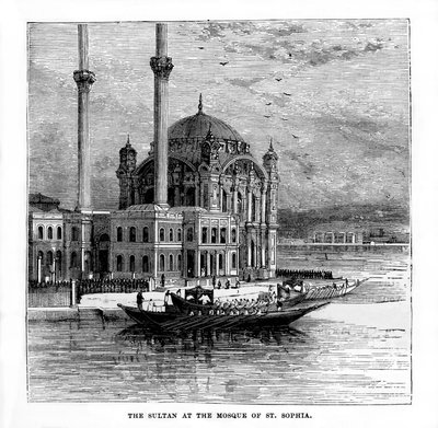 Sulttaani Pyhän Sofian moskeijassa, Konstantinopolissa, Turkissa, 1800-luku tekijältä Unbekannt