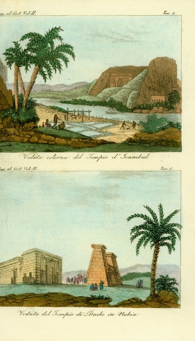 Ramses II:n temppeli Abu Simbelissä (Isambul), Nubia, ja Thothin temppeli Dakkassa, Nubiassa tekijältä Unbekannt