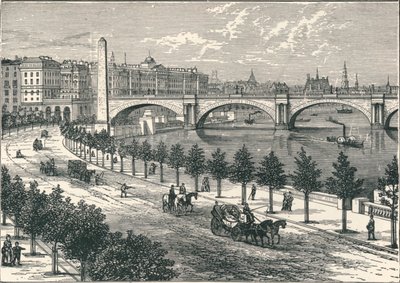 Thames Embankment, joka näyttää Cleopatras Needle, 1896 tekijältä Unbekannt