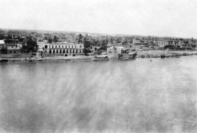 Tigris-joki 31. brittiläisestä yleissairaalasta, Bagdad, Mesopotamia, ensimmäinen maailmansota, 1918 tekijältä Unbekannt
