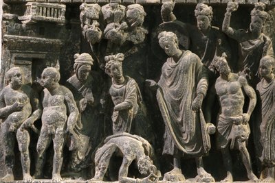 Victoria and Albert Museum. Relief, joka osoittaa yrityksen Buddhan elämään. 100-200. Liuske. Gandhara / Luoteis-Pakistan. Yhdistynyt kuningaskunta tekijältä Unbekannt
