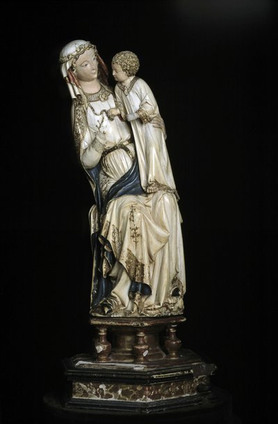 Neitsyt ja Jeesus-lapsi. Marmoripatsas noin 1350-1375. 45 cm Collegiale Notre Dame. Villeneuve les Avignons (Gard). tekijältä Unbekannt