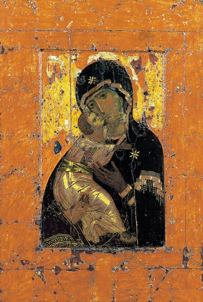 Vladimirin neitsyt, bysanttilainen ikoni, 1100-luvun alku tekijältä Unbekannt
