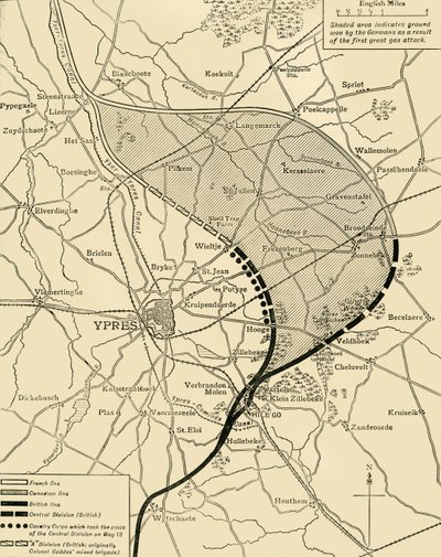 Ypres Salient ennen ja jälkeen toista Ypresin taistelua..., Ensimmäinen maailmansota, 1915, c1920. tekijältä Unbekannt
