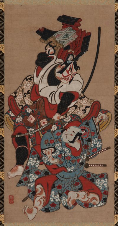 Panssarinvetokohtaus Soga-näytelmästä, Edo-kausi, 1615-1868. tekijältä Unbekannt
