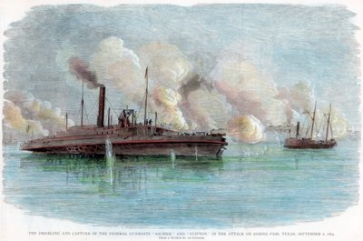 Hyökkäys Sabine Passiin Teksasissa, Amerikan sisällissota, 8. syyskuuta 1863 tekijältä Unbekannt