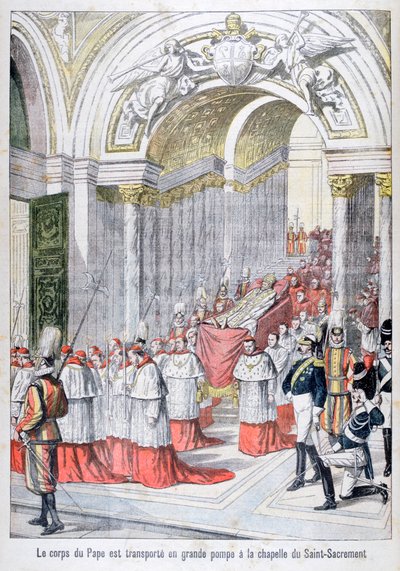 Paavi Leo XIII:n ruumis kuljetettiin Saint-Sacrementin kappeliin Vatikaaniin, 1903 tekijältä Unbekannt