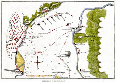 Kuninkaallisen laivaston pommitukset Japanin Kagoshiman satamaan 1863 tekijältä Unbekannt