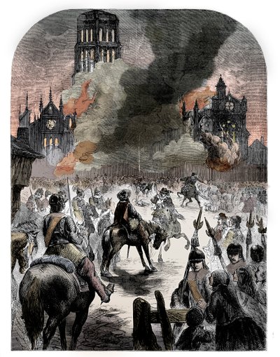 St Paulin katedraalin palaminen Lontoon suuren tulipalon aikana vuonna 1902 tekijältä Unbekannt