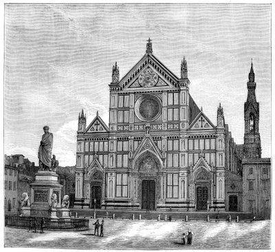Santa Crocen basilikan kirkko ja aukio, Firenze, Italia, 1882 tekijältä Unbekannt