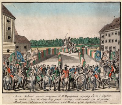 Keisari Leopold II kruunattiin Unkarin kuninkaaksi Pressburgissa 15. marraskuuta 1790 1790. tekijältä Unbekannt