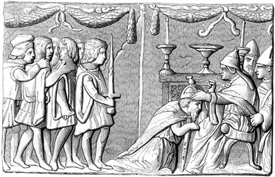 Paavi Eugenius IV kruunasi keisari Sigismundin 1368-1437 1400-luvulla 1849 tekijältä Unbekannt