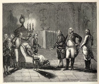 Fredrik II:n kuolema 17. elokuuta 1786. tekijältä Unbekannt