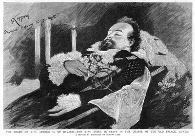 Baijerin kuninkaan Ludwig II:n kuolema 1845-1886, 1886 tekijältä Unbekannt