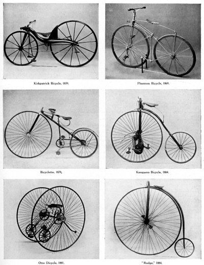 Polkupyörän evoluutio, 1800-luku, v1920 tekijältä Unbekannt