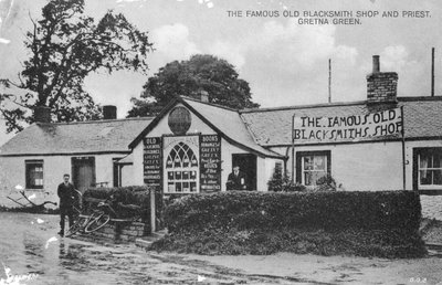 Kuuluisa vanha seppäliike, Gretna Green, Dumfriesshire, Skotlanti, 1900-luku tekijältä Unbekannt