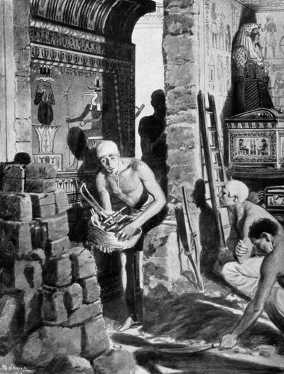 Tutankhamonin haudan lopullinen sisustus ja sinetöinti, Egypti, 1325 eKr. 1933-1934 tekijältä Unbekannt