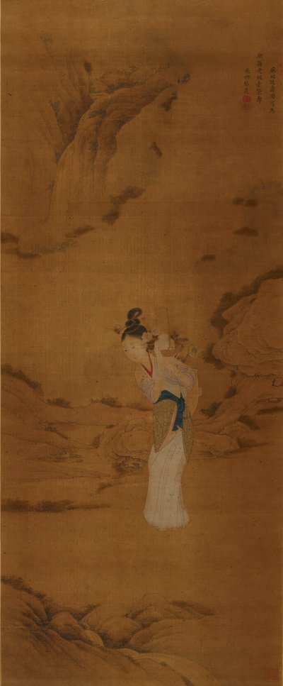 Jumalatar Magu kukkakorin kanssa, Qing-dynastia 1645-1911 tekijältä Unbekannt