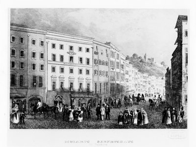 Talo Salzburgissa, jossa Mozart syntyi vuonna 1791, 1800-luvun puolivälissä tekijältä Unbekannt