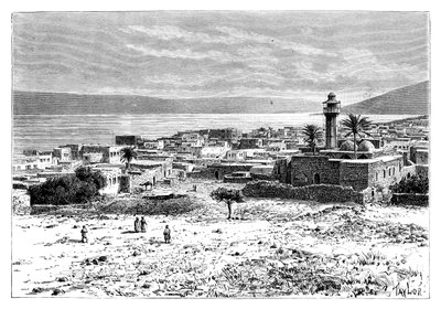 Tiberiaksen järvi ja kaupunki, Israel, 1895 tekijältä Unbekannt