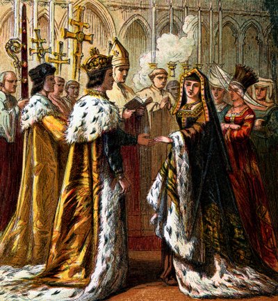 Henrik VII:n avioliitto, 1486, c1850 tekijältä Unbekannt