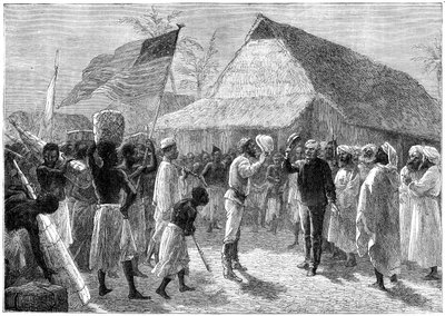 Henry Morton Stanleyn ja tohtori David Livingstonen tapaaminen, Afrikka, 1800-luku tekijältä Unbekannt
